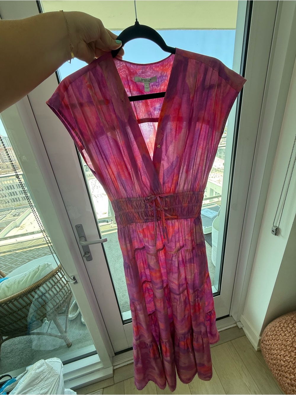 10 Crosby Derek Lam Pink and Purple Watercolor Dress